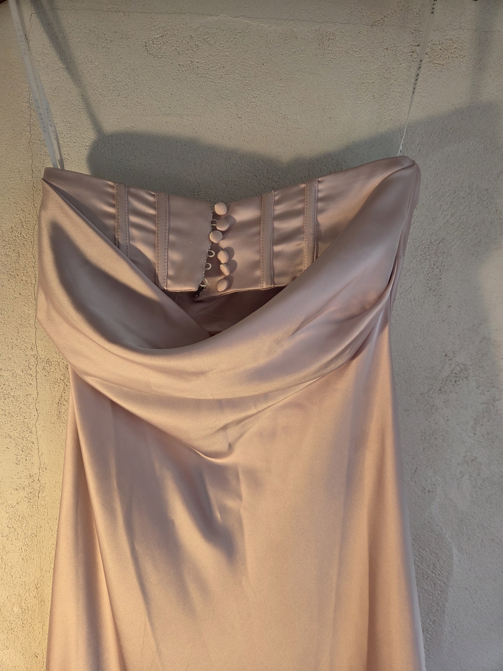 After Six Pink Satin Strapless Formal Dress XS Corset Button Back Bridesmaid - Picture 3 of 6